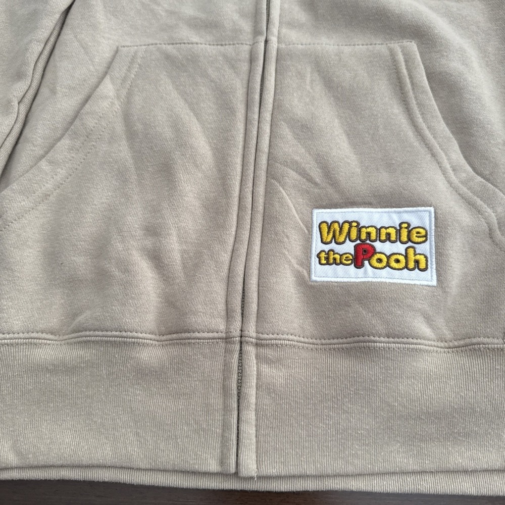 NWT Disney Winnie the Pooh Full Zip Hoodie Embroidered Beige/Sand Women Size M - Picture 9 of 16